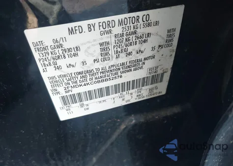 2011 Ford Edge Limited z USA, uszkodzony, nr VIN 2FMDK4KC0BBB52576